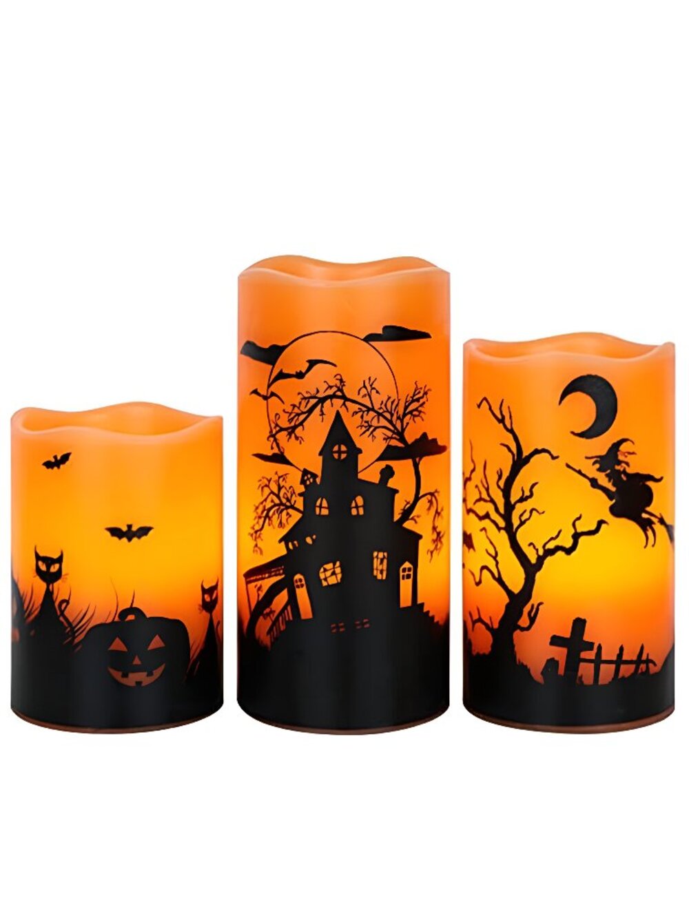 Wondise Halloween Flickering Flameless Candles with 6 Hour Timer, Battery